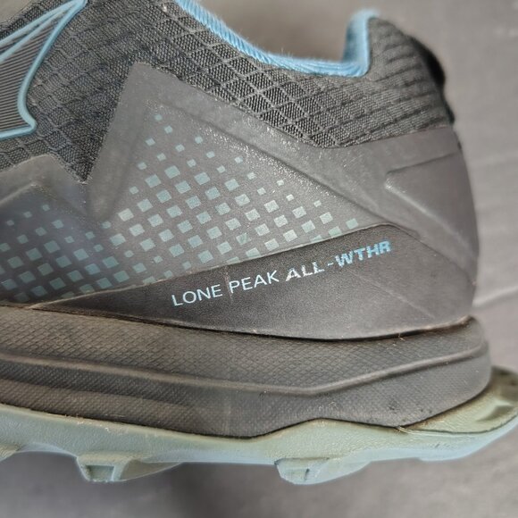 Altra Lone Peak Womens Black Blue ALL WTHR Trail Running Shoes Size 9.5 Waterpro - Picture 9 of 10